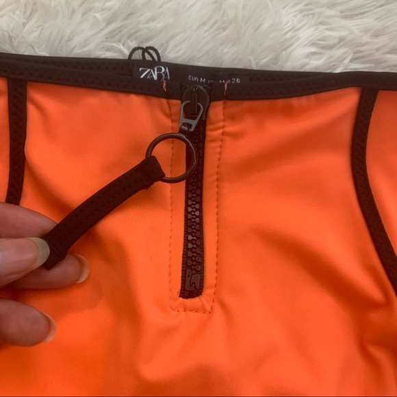 ❌SOLD❌ Zara Neon Orange and Black Highwaisted Bikini Bottoms Size M - Picture 2 of 6